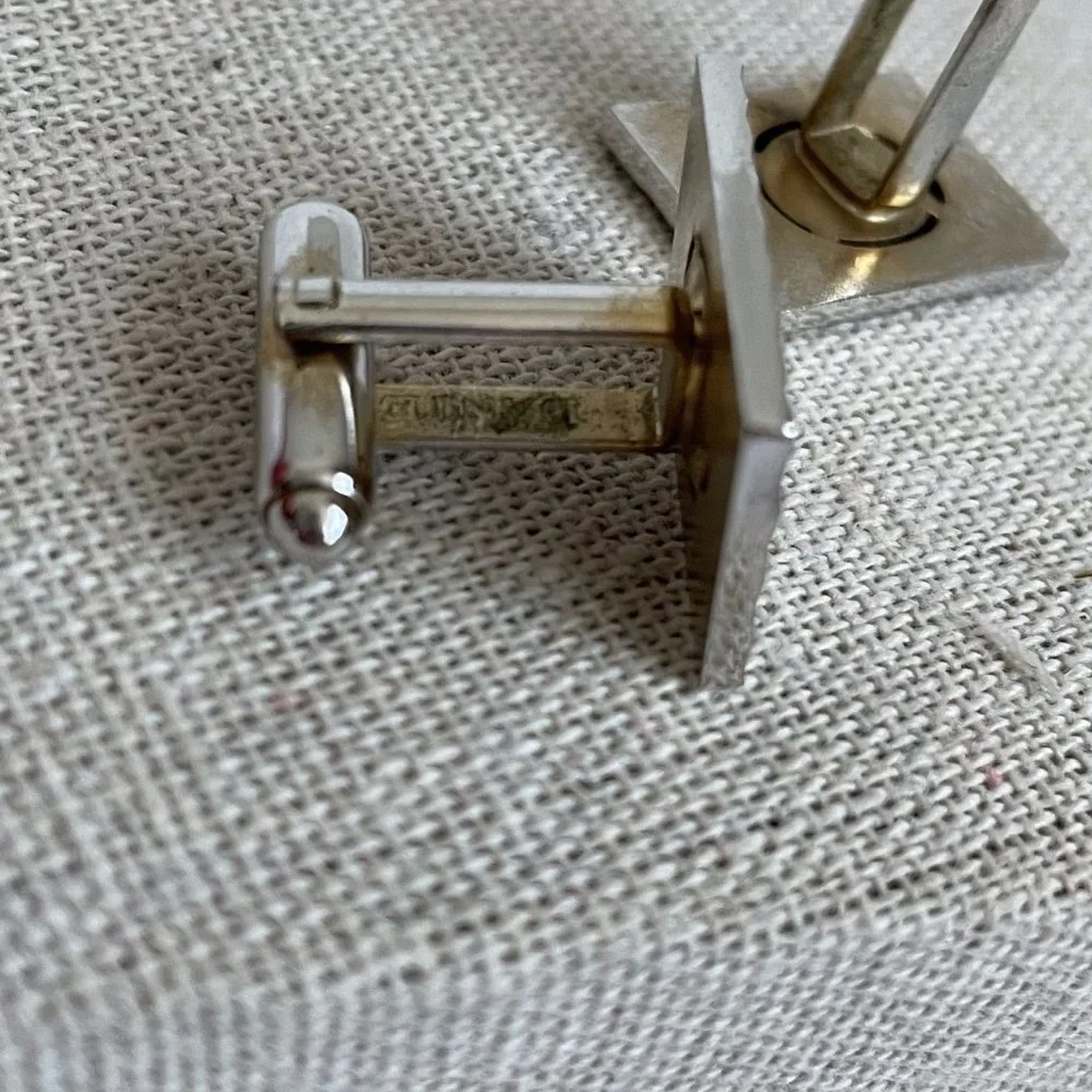 Vintage Dante Signed Silver Black Tone Classic Elegant Cuff Links
